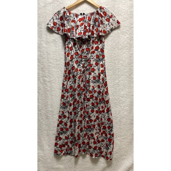 Dresses & Skirts - DELFI COLLECTIVE Dress Womens Sz S  Midi Floral Print Tie Front Short Sleeve